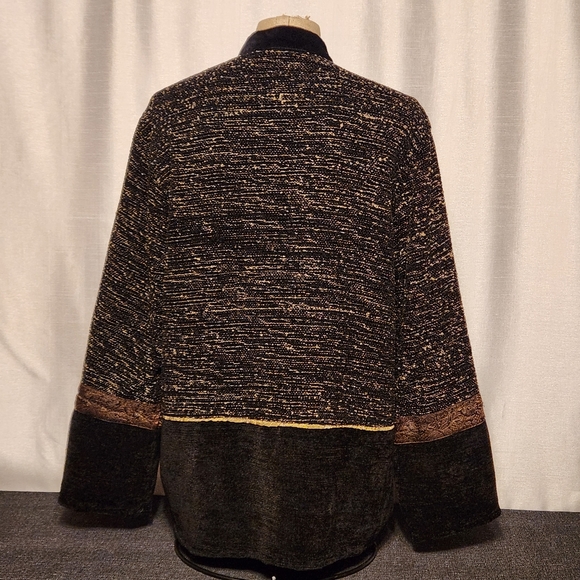 FLASHBACK Patchwork Embroidered Vintage Chenille Boho Textured Medium Blazer - Picture 3 of 13